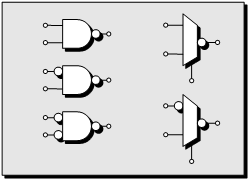 Figure 3. An example base tile featuring gates and multiplexers