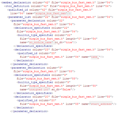 Simple bus fast mem AST file representation fragment