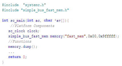Simple bus fast mem main function fragment example