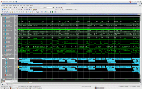 OCP transactions viewed alongside signals in the questa signal waveform viewer
