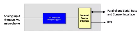 Block Diagram -- Always-on Voice Activity Detection interfacing with analog microphones 