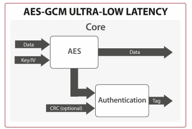 Block Diagram -- AES-GCM Ultra-low latency crypto engine 