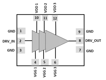 Block Diagram -- Buffer Amplifier operating from 10-45 GHz and can be used in wide band application or to drive the high power amplifier 