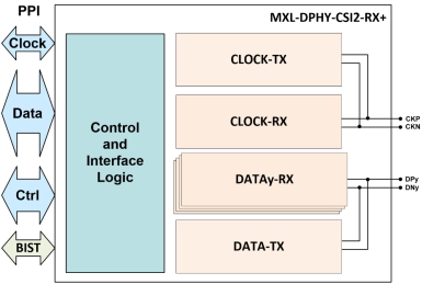Block Diagram -- MIPI D-PHY RX+ (Receiver) IP 