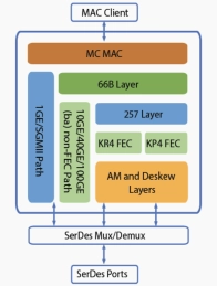 Block Diagram -- Multi-channel, multi-rate Ethernet aggregator - 10G to 100G ZX (e.g., Telecom) 