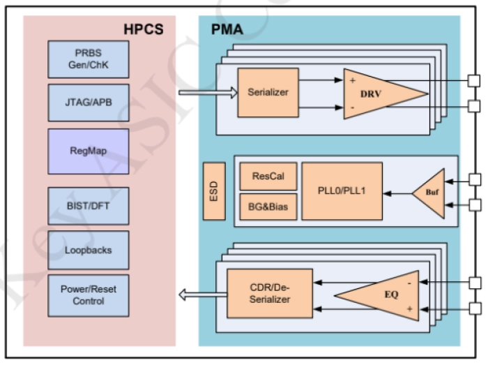 16Gbps SerDes IP on TSMC 12nm Block Diagram