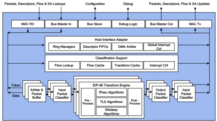 Multi-Protocol Engine with Classifier, Inline and Look-Aside, 10-100 Gbps Block Diagram